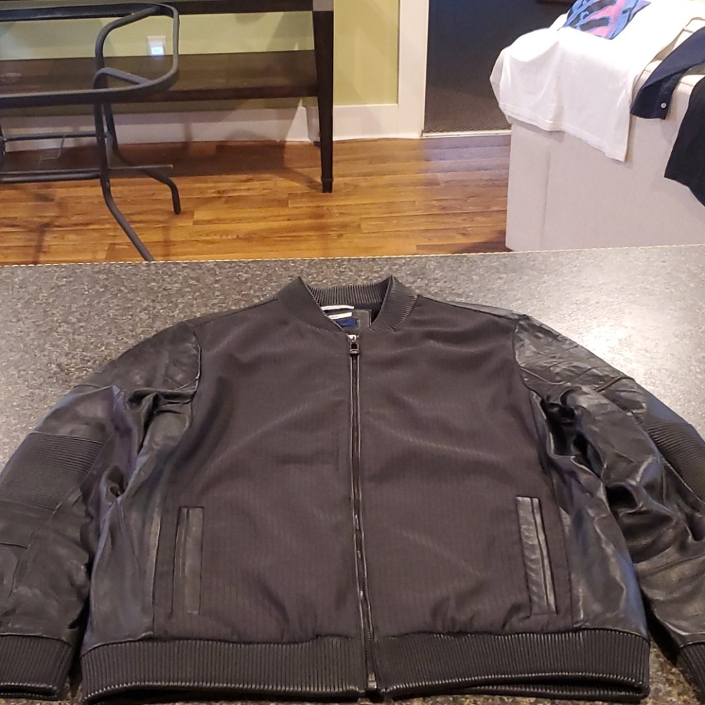 Calvin Klein Large Genuine Leather Slim Fit Jacket